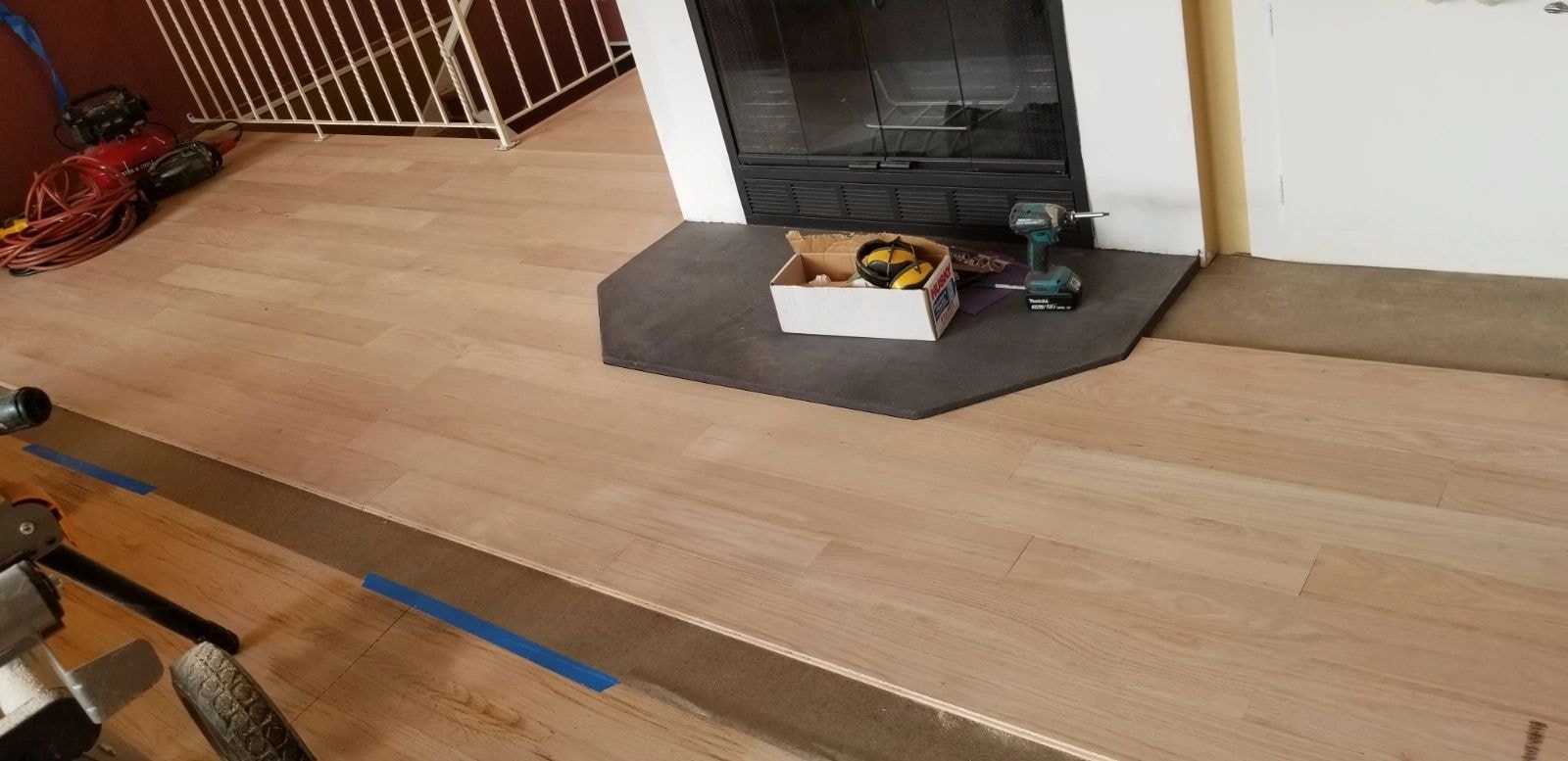 Home renovation flooring installation in progress