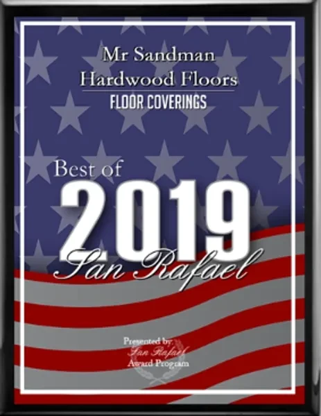 Best of San Rafael 2019 award plaque — Mr Sandman Hardwood Floors